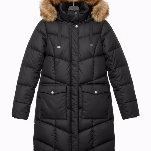 🔥 EDDIE BAUER Down Parka | Womens Black Long Winter Coat Sz (S) - Picture 2 of 7